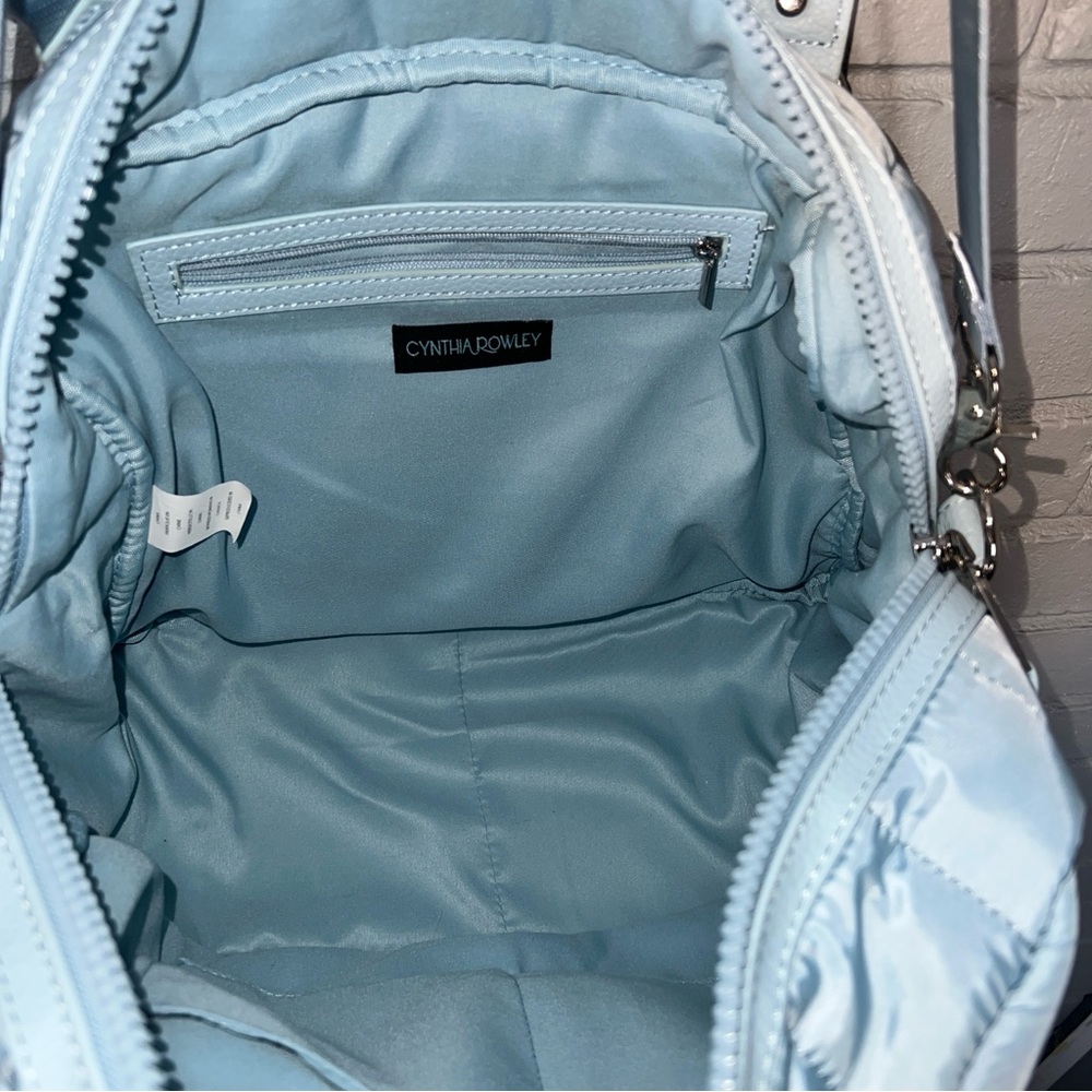 CYNTHIA ROWLEY Light Blue Nylon Channel Weekender - Picture 12 of 16